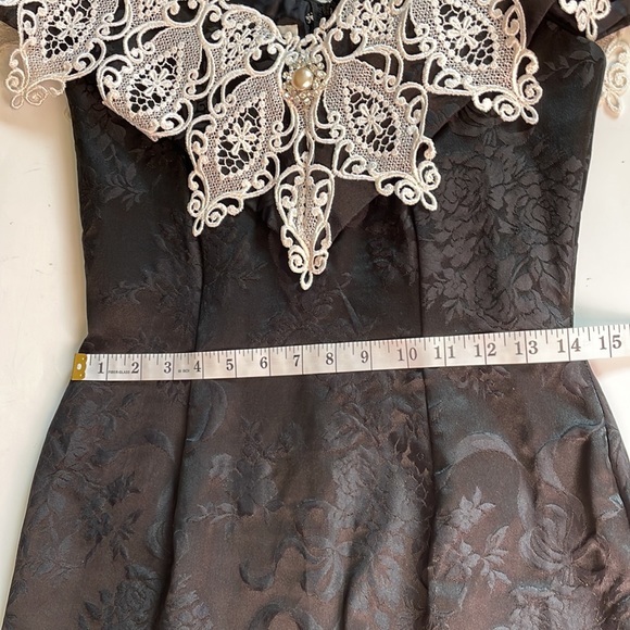 vintage scott mcclintock black brocade white lace off the shoulder dress - Picture 13 of 13